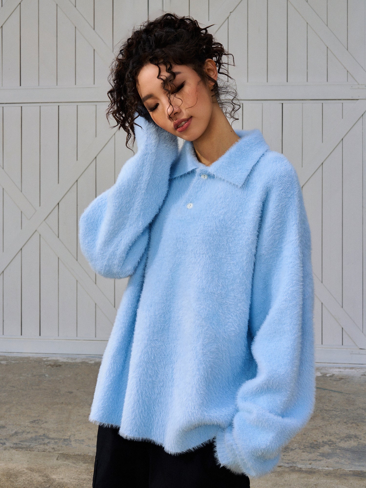 DONCARE(AFGK) "Faux fur long sleeve sweater"
