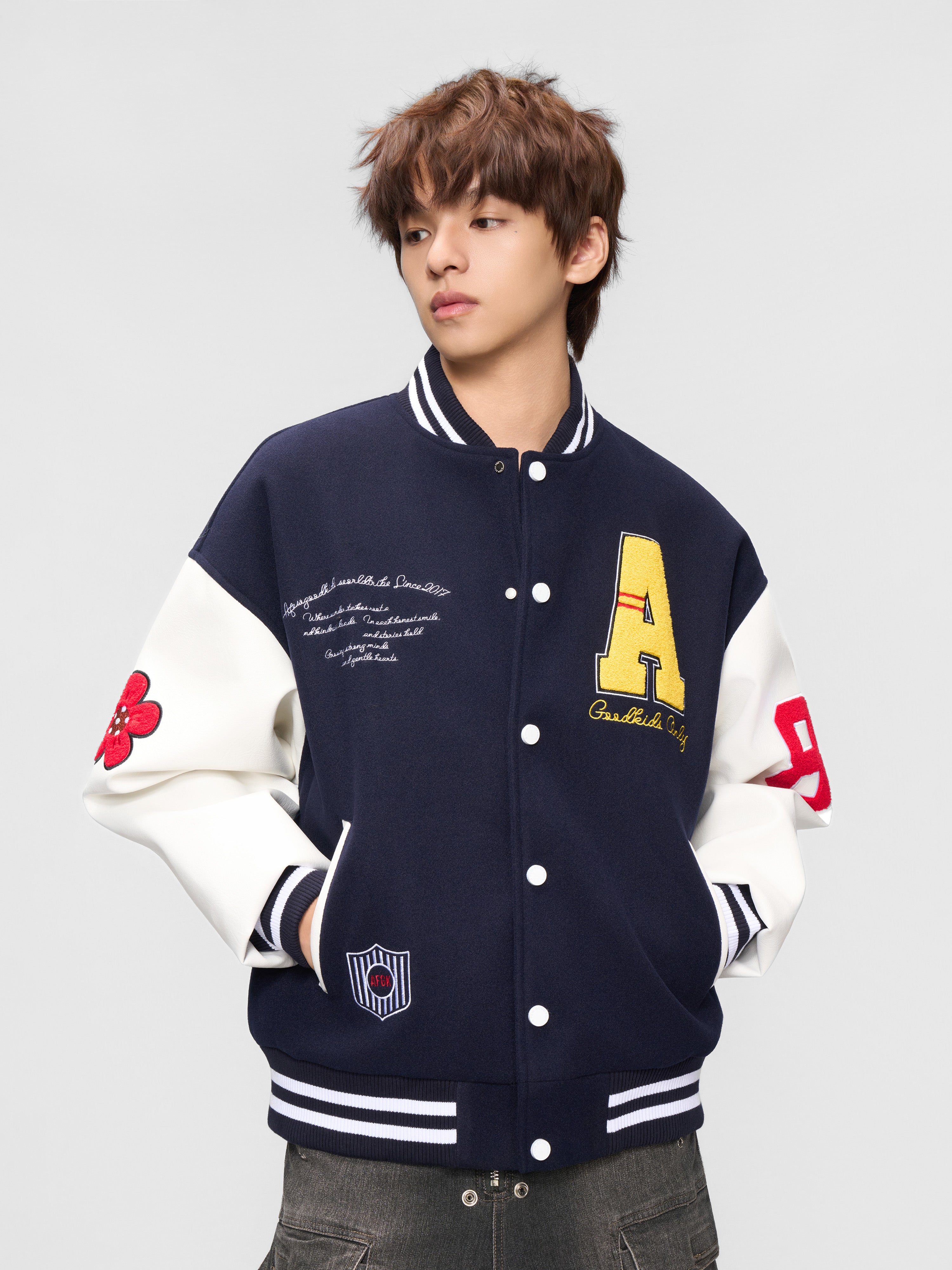 DONCARE(AFGK) "Logo badge varsity jacket"