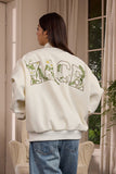 Floral Script Embroidery Varsity Jacket