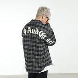 Leather Embroidered Gothic Logo Plaid L/S Shirt