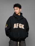 DOCARE(AFGK) "High-neck badge zip hoodie"