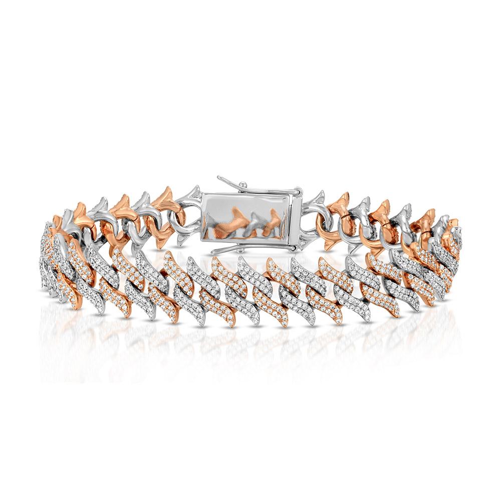 Diamond Spiked Laurel Cuban Bracelet
