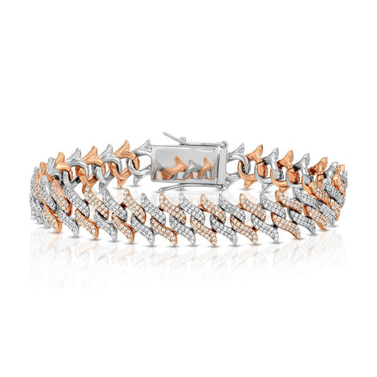 Diamond Spiked Laurel Cuban Bracelet