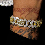 3 Row Diamond Cuban Bracelet 18mm