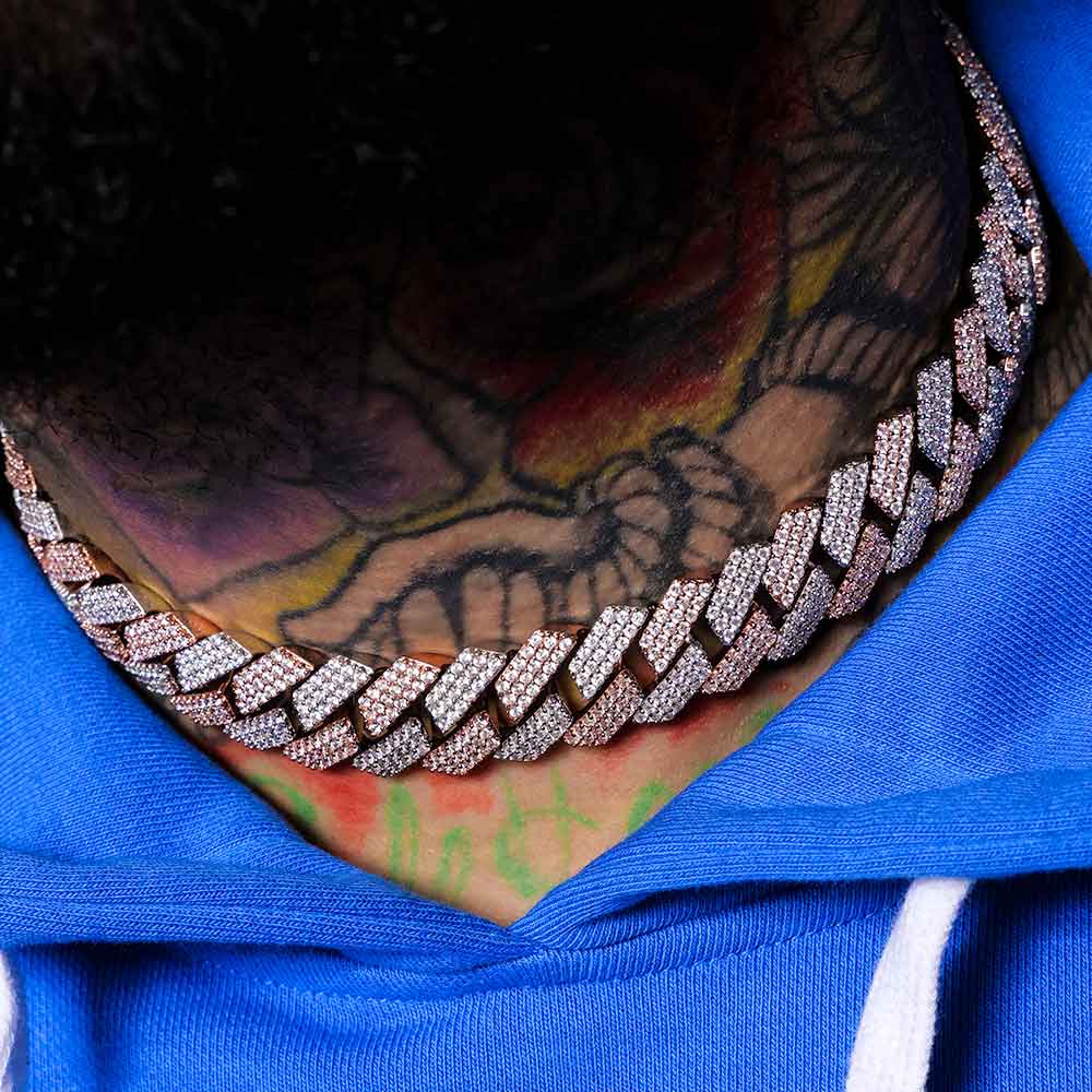 3 Row Diamond Cuban Chain 18mm