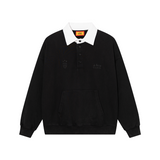 Washed henley polo shirt