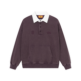 Washed henley polo shirt