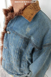 Dirty-Washed Furry Denim Jacket
