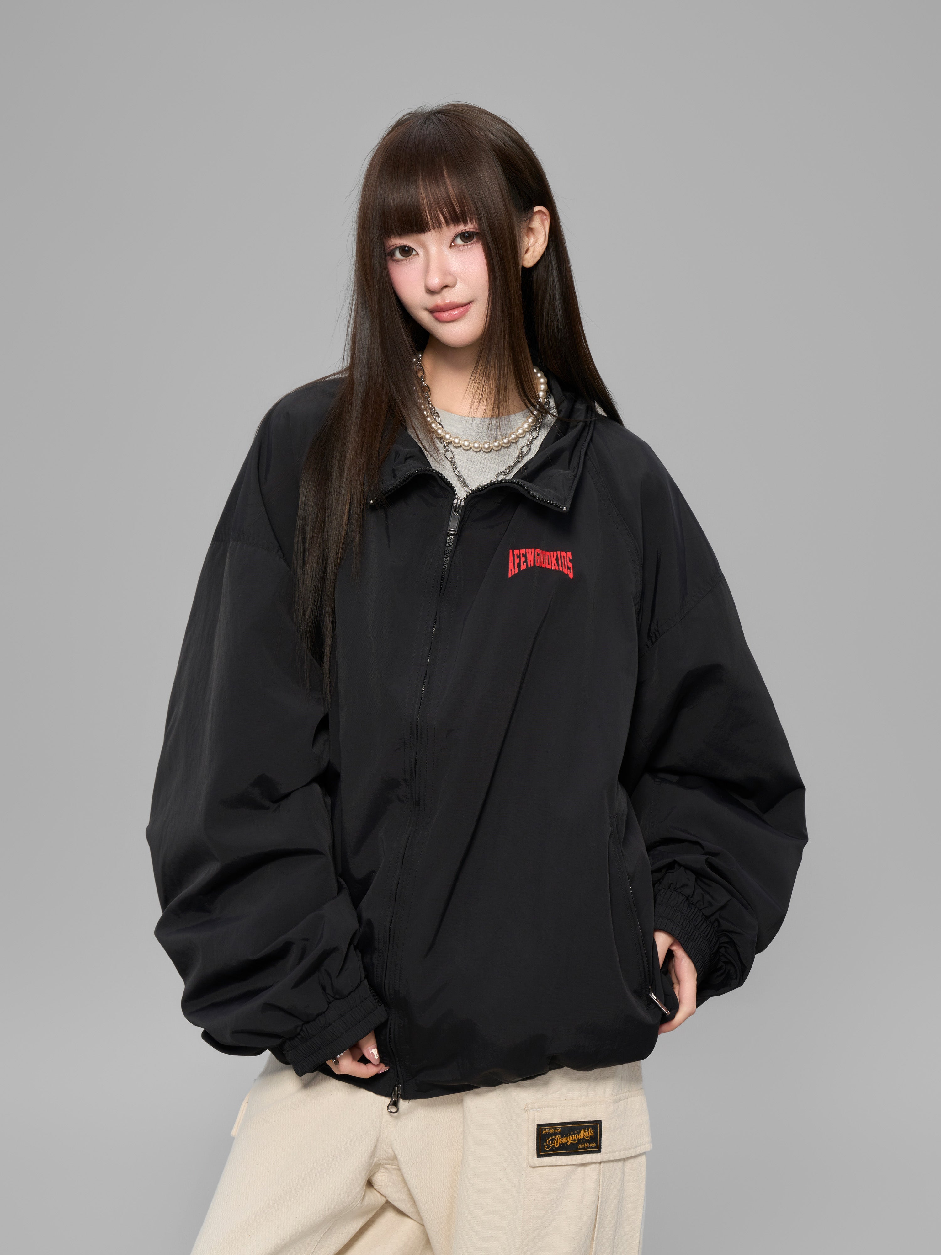 Nylon hign neck coach jacket