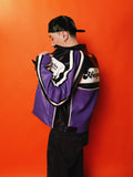DONCARE (AFGK) "Panelled Biker Leather Jacket" - Purple