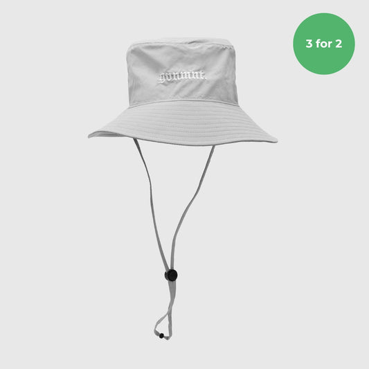 Wide Brim Bucket Hat - Light Grey