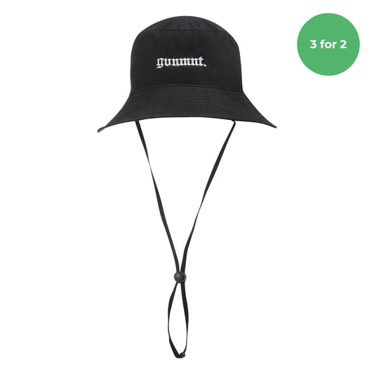Wide Brim Bucket Hat - Black