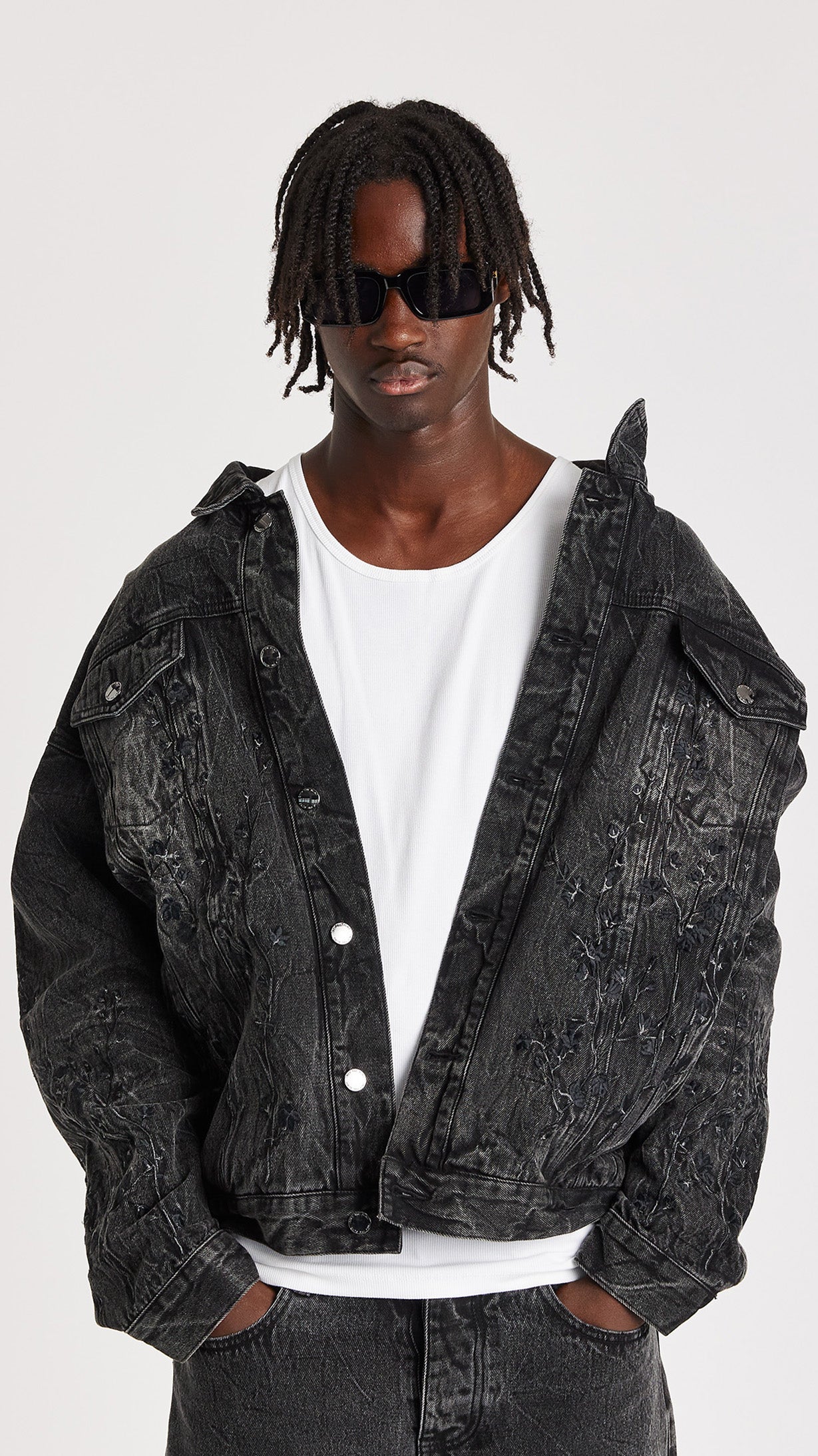 FLORAL NIGHT DENIM JACKET