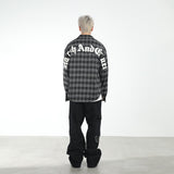 Leather Embroidered Gothic Logo Plaid L/S Shirt