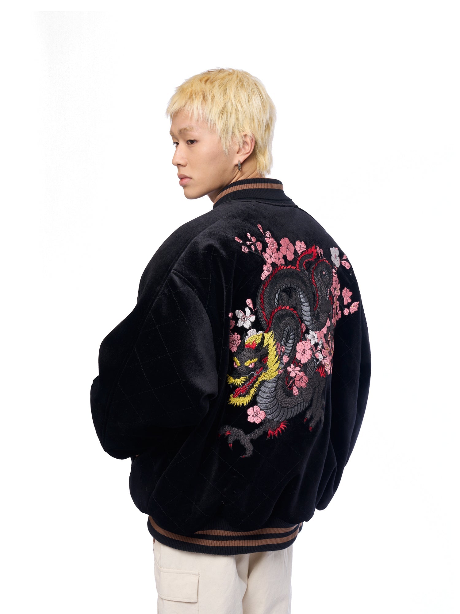 DONCARE(AFGK) "Velvet loong logo jacket"