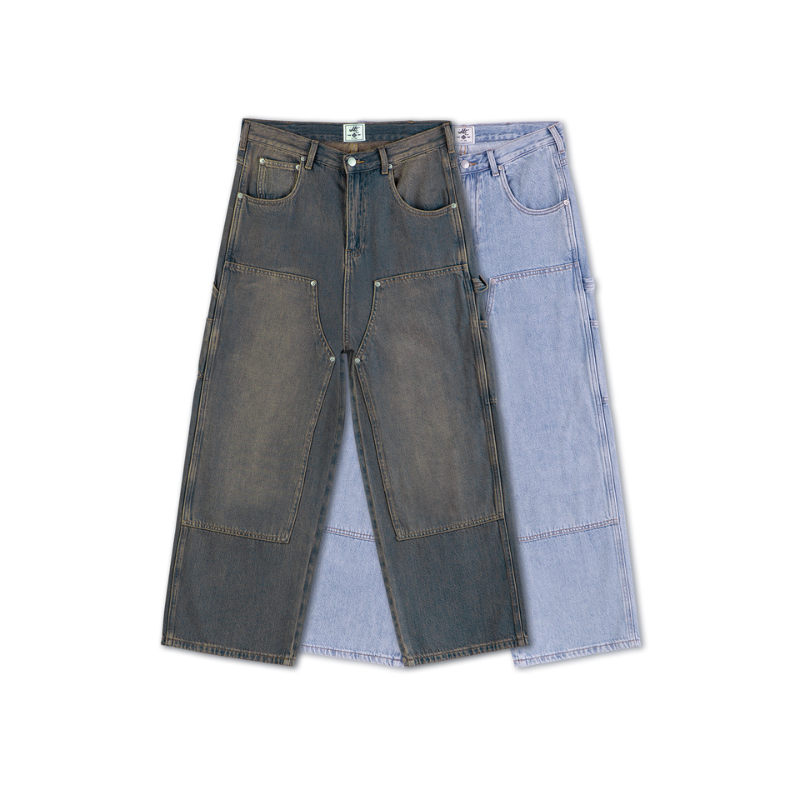 Washed Flare Work Jeans