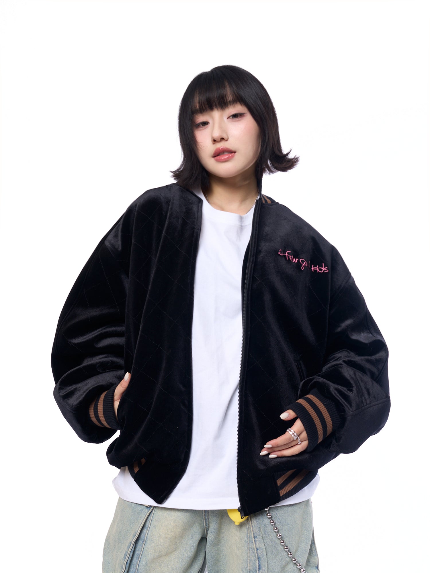 DONCARE(AFGK) "Velvet loong logo jacket"