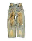 Dirty-Washed Brushing Wax Baggy Denim