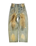 Dirty-Washed Brushing Wax Baggy Denim