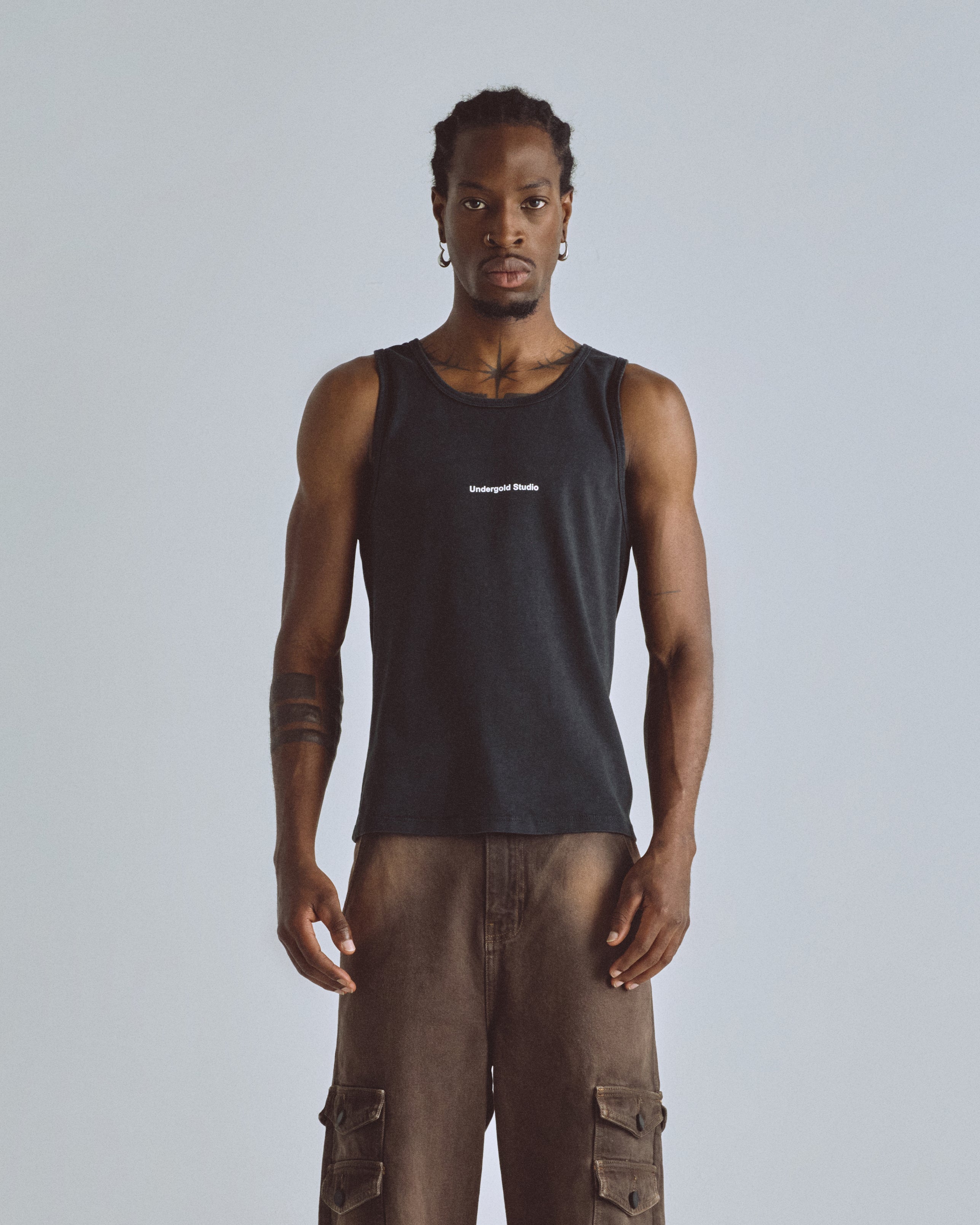 Basics Undergold Studio Ribbed Tank Top Vintage Black