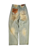 Dirty-Washed Brushing Wax Baggy Denim