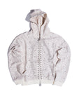 Cashew Blossom Pearl Zipper Hoodie-WHT