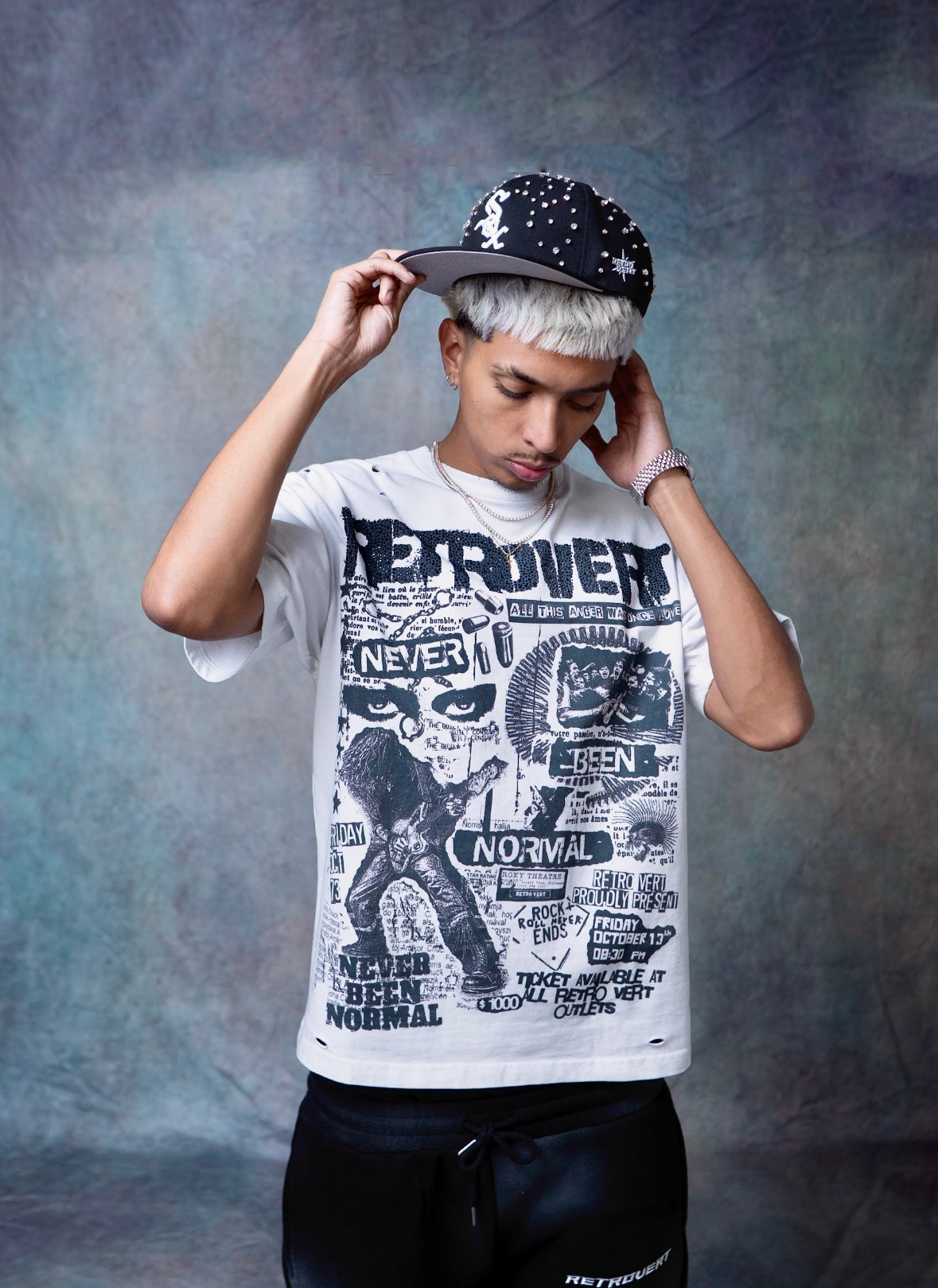 Rhinestone Rockstar Tee - white