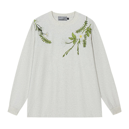 Botanical Embroidery Long Sleeve Tee