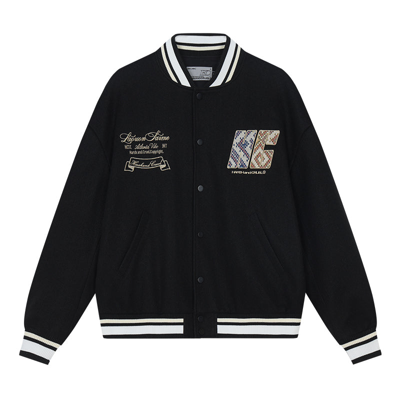 Tribal Script Patch Baseball Jacket