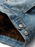 Dirty-Washed Furry Denim Jacket