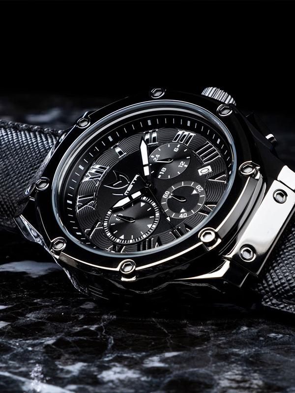 AM1000LB - AMBASSADOR POLISHED TITANIUM / BLACK / LEATHER BAND