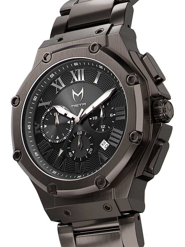 AM1015SS - AMBASSADOR CHOCOLATE BRUSHED / BLACK STEEL BAND