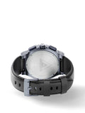 AM1016LB - AMBASSADOR BLUE BRUSHED / BLACK LEATHER BAND
