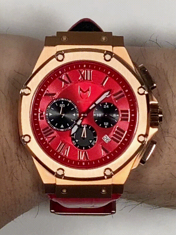 AM177CB - AMBASSADOR ROSE GOLD / RED / CROC STYLE BAND