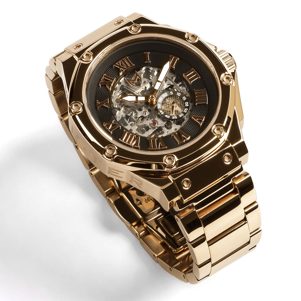 AM301SS - AMBASSADOR ROSE GOLD AUTOMATIC / BLACK / SS BAND