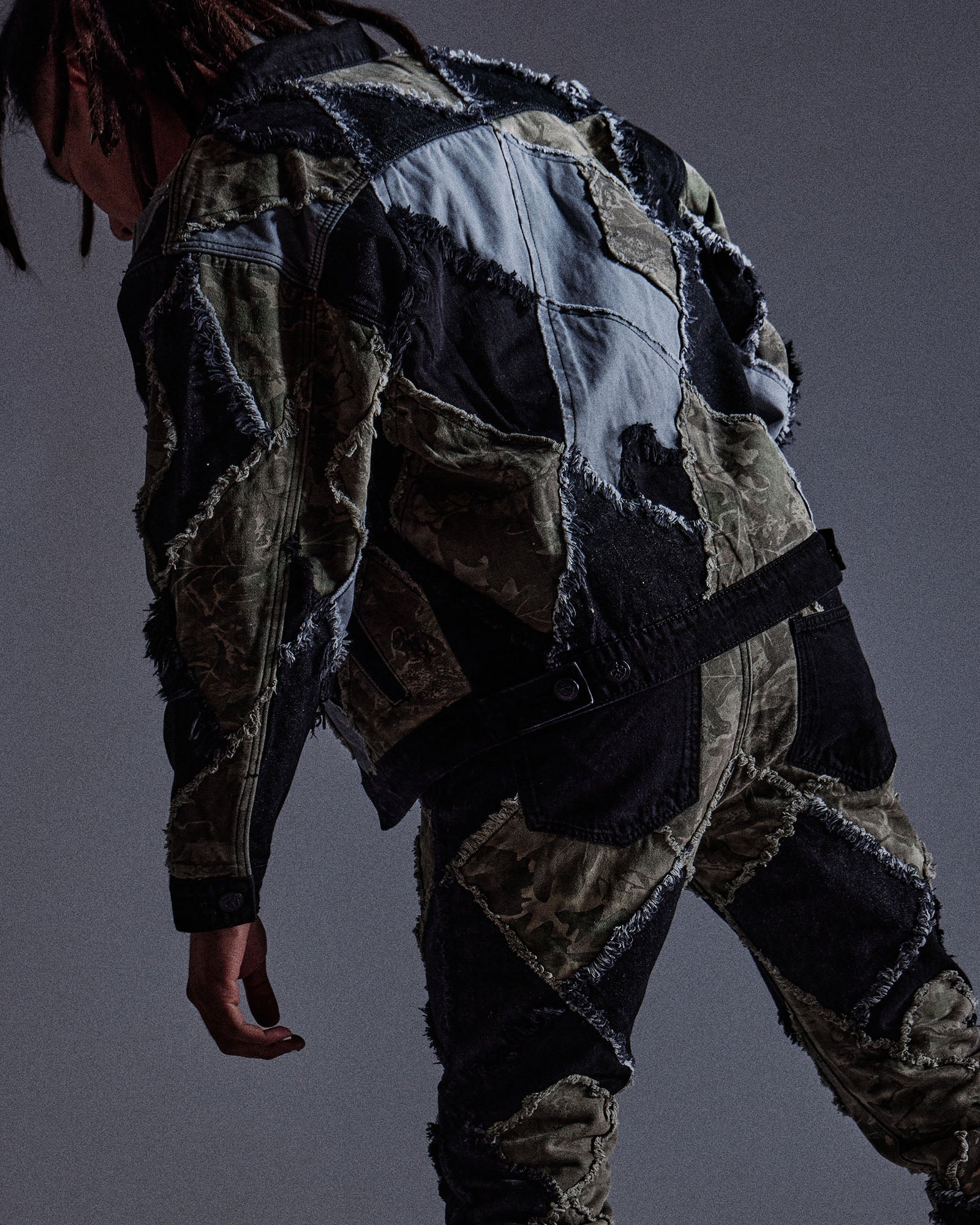 "Pantages" Argyle Camo Trucker Jacket (Black Camo)