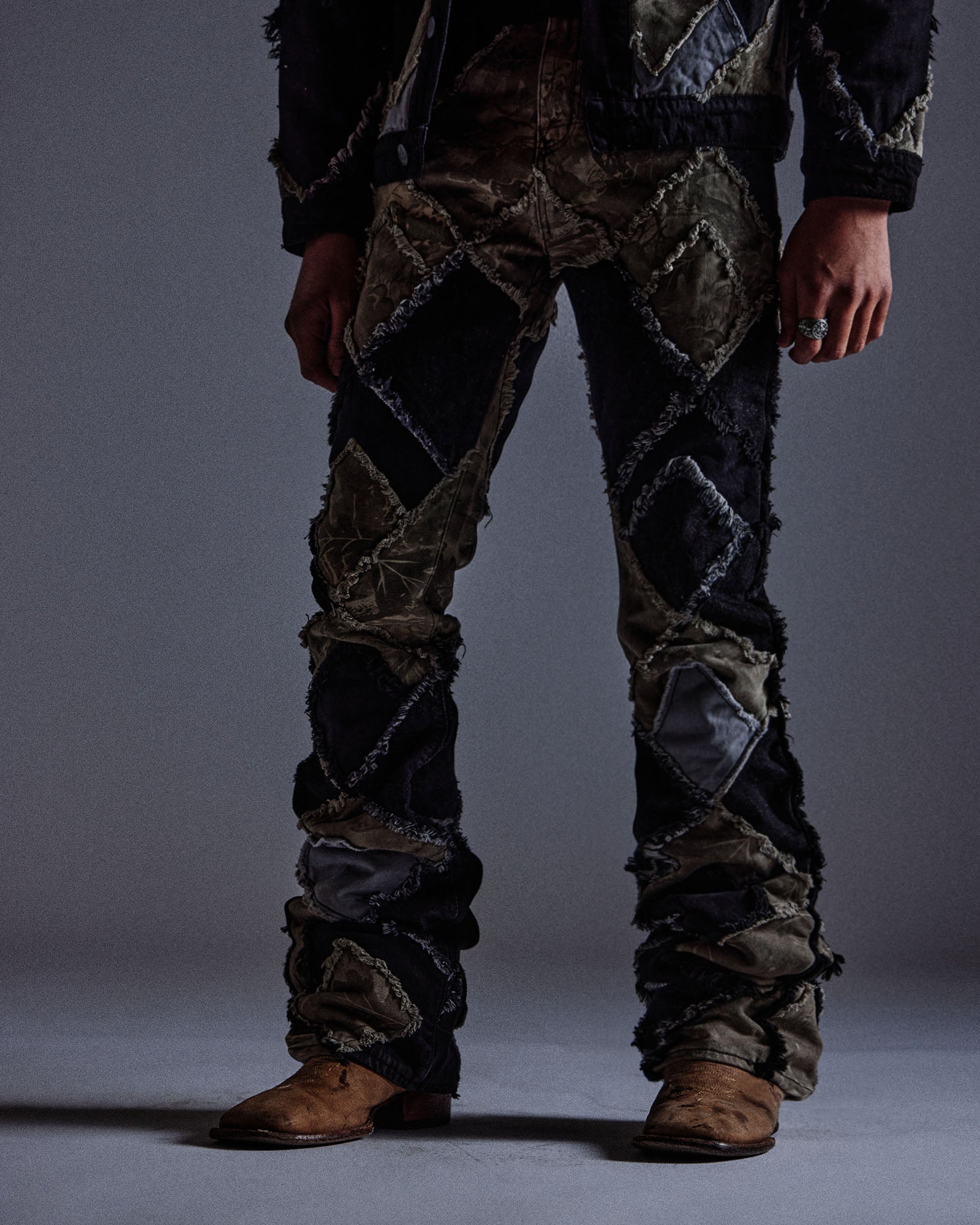 "Twain" Argyle Camo Pant (Black)