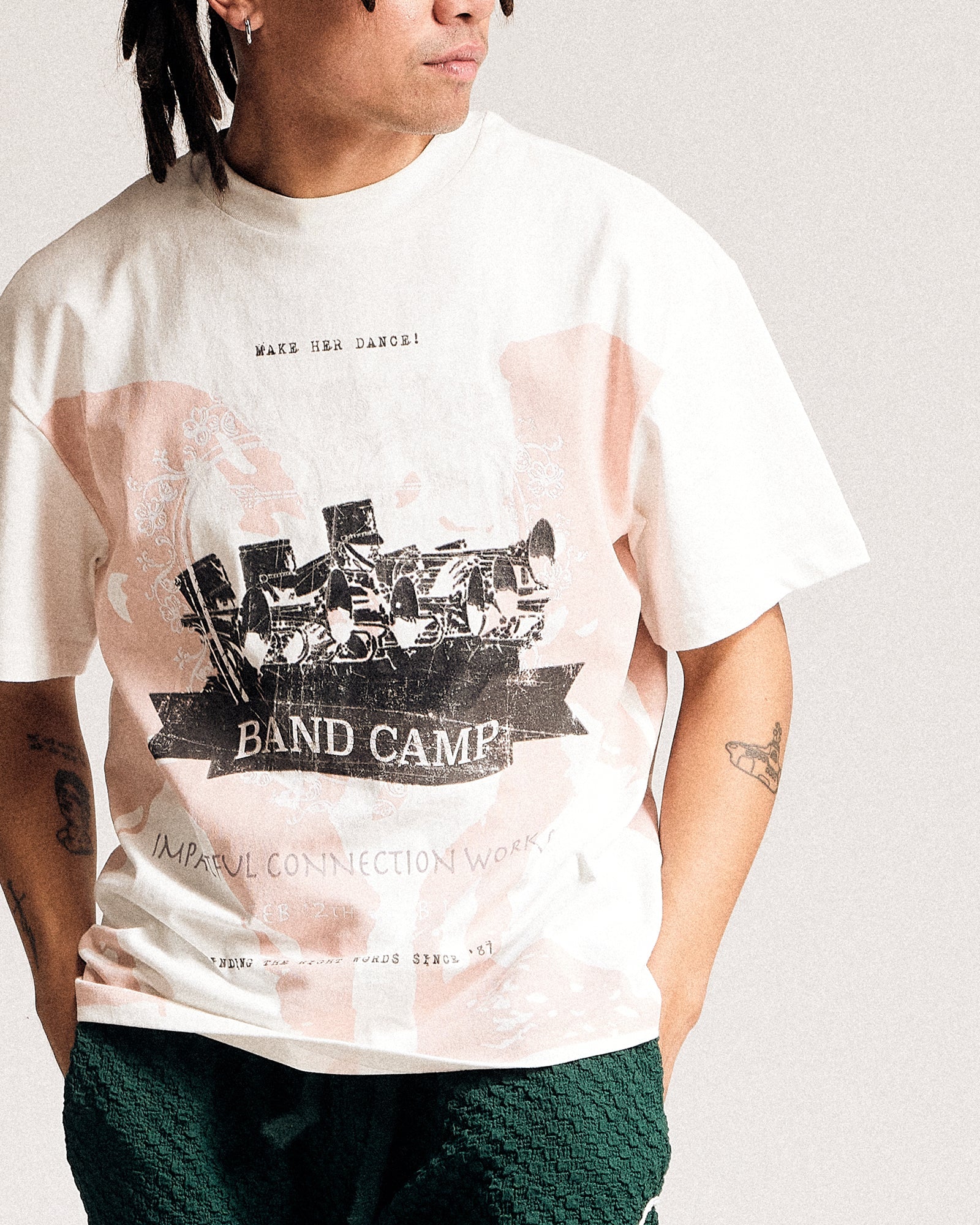 "Bands" Tee (Dust Rose/Cream)