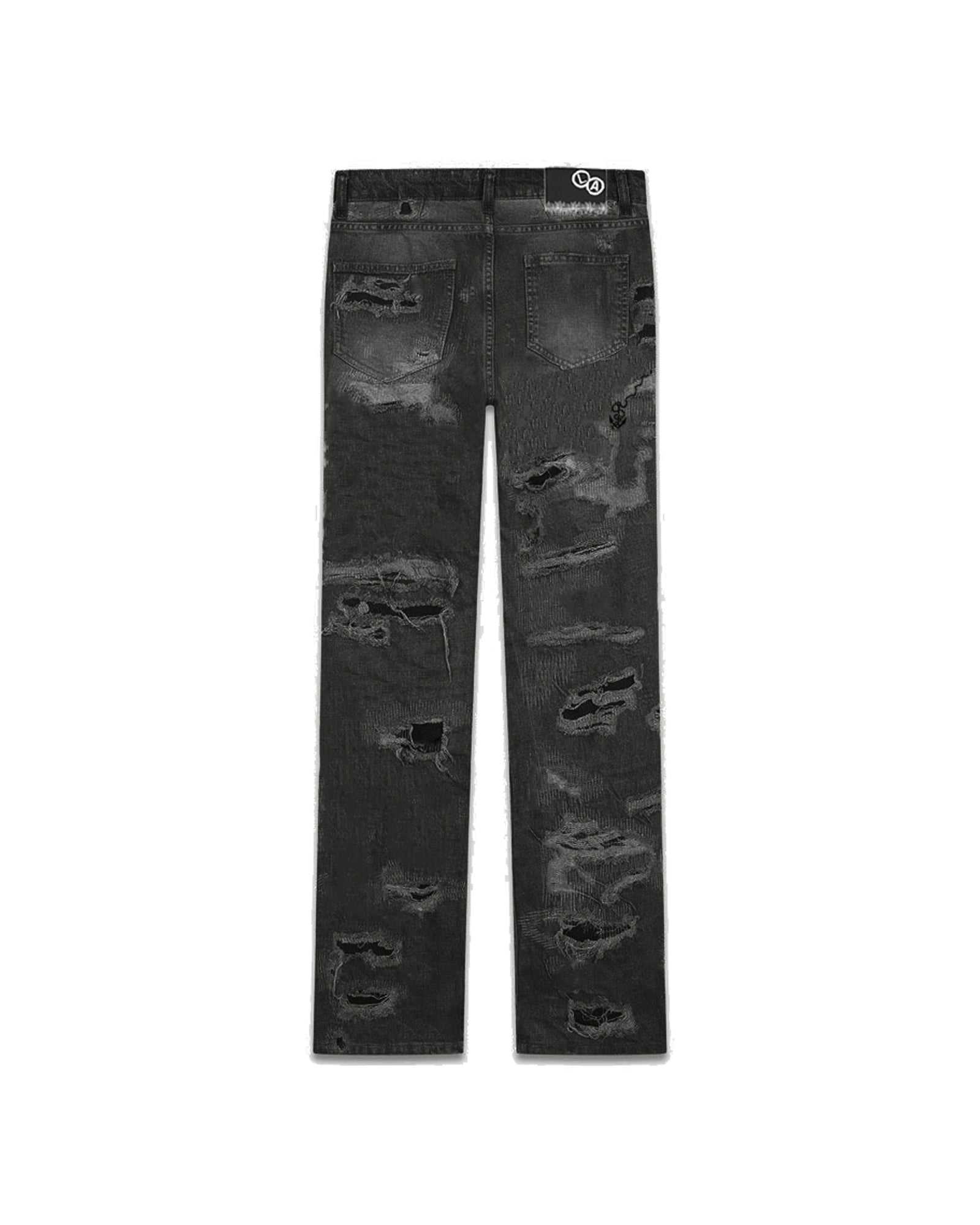 "Deteriorate" Grayscale Patched Boro Denim (Dirty Black)