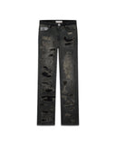 "Deteriorate" Grayscale Patched Boro Denim (Dirty Black)