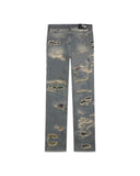"Deteriorate" Colored Patch Boro Denim (Dirty Blue)