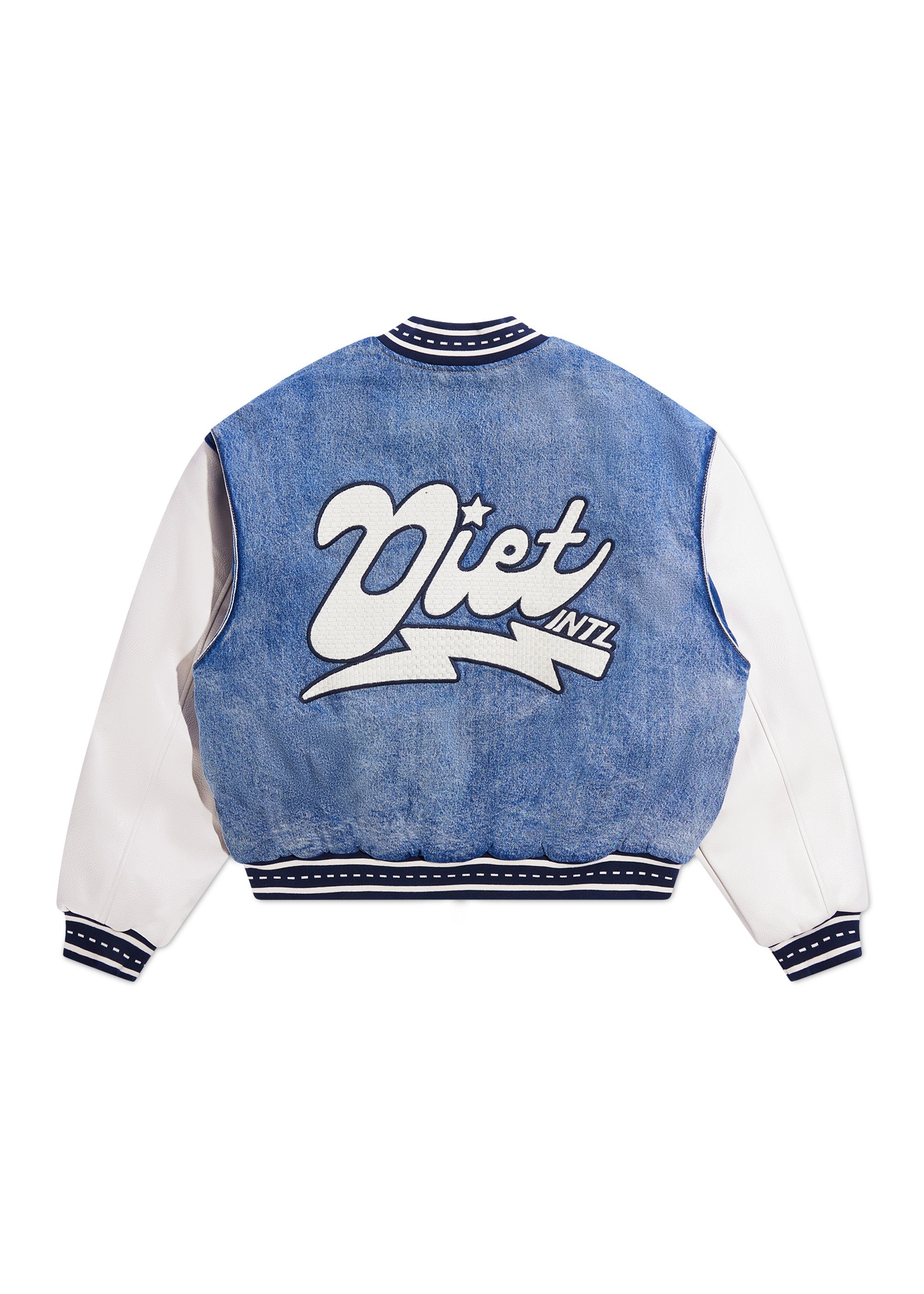 Denim Bomber - Washed Indigo/Cream