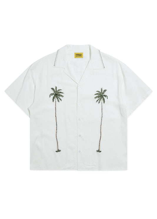 Palm Breeze Button Up - White