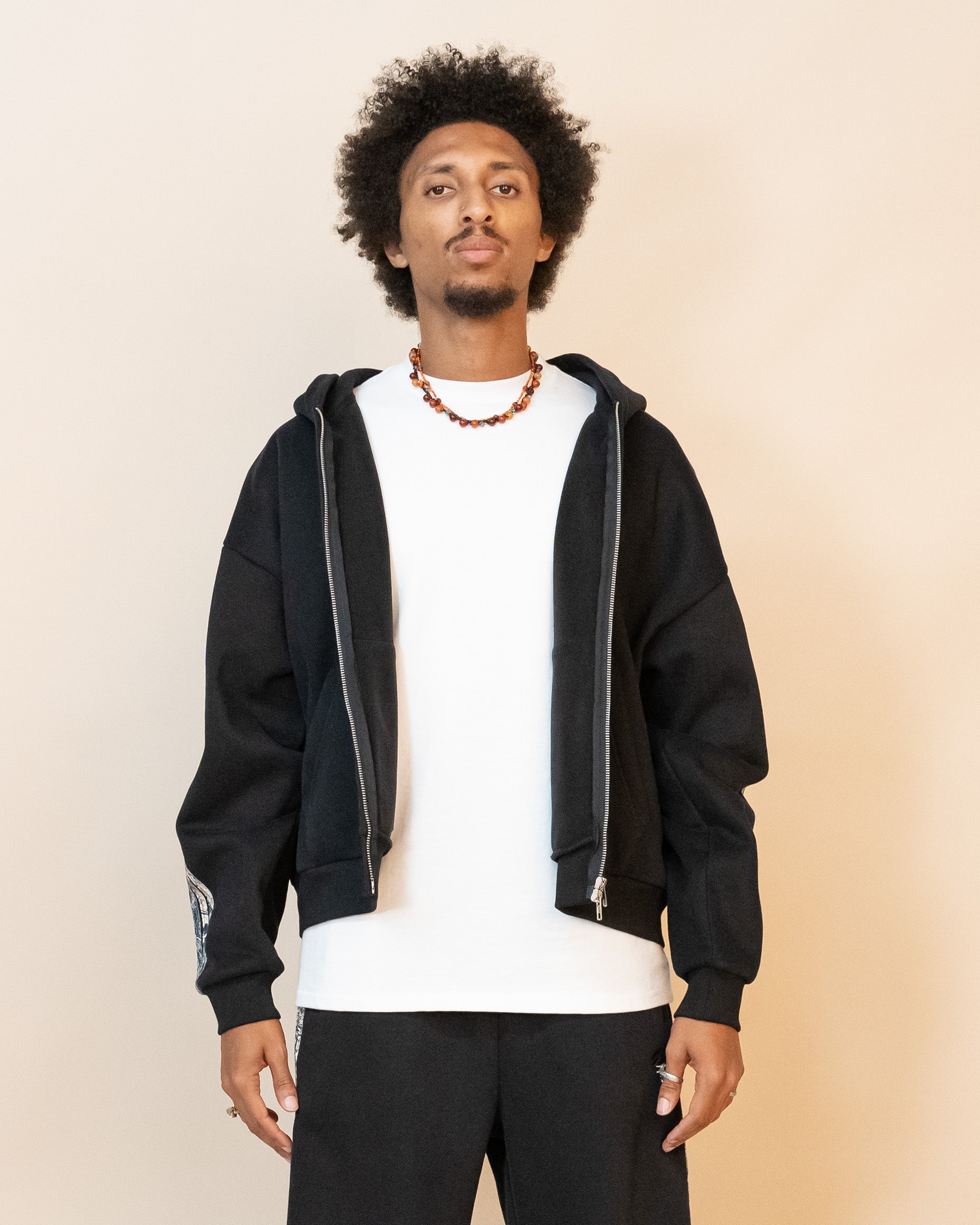 Real Camo Striped Zip Up Hoodie - Black