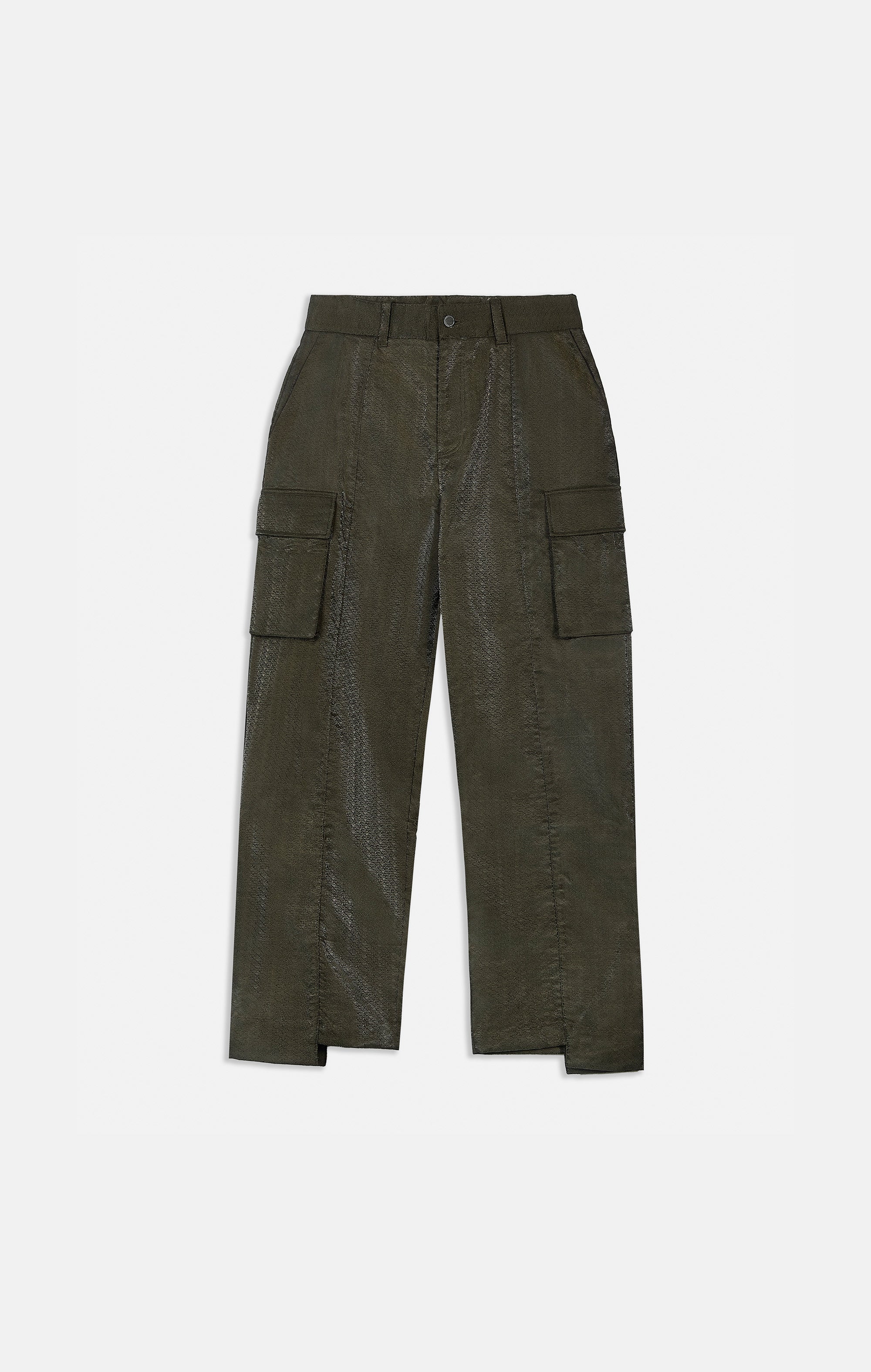 IRIDESCENT GREEN EMBROIDERED PANTS