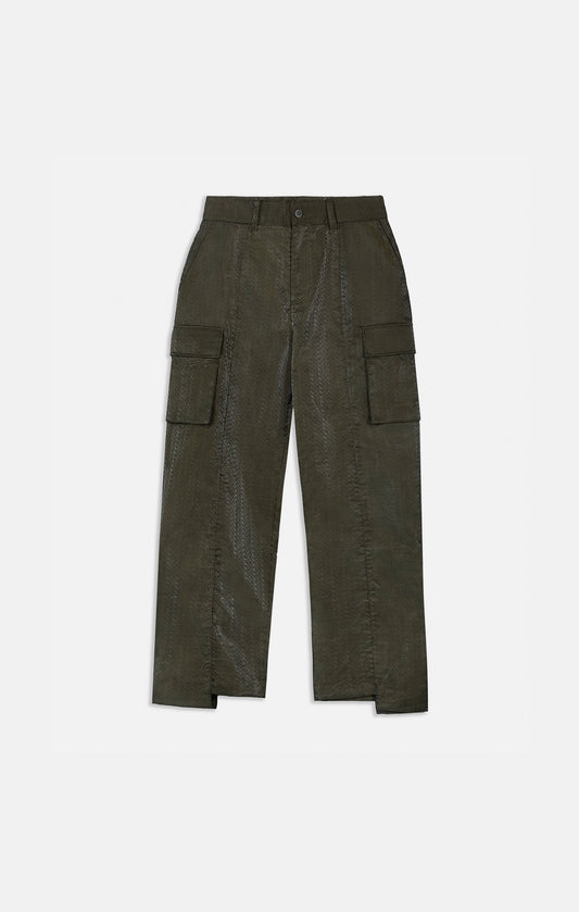 IRIDESCENT GREEN EMBROIDERED PANTS