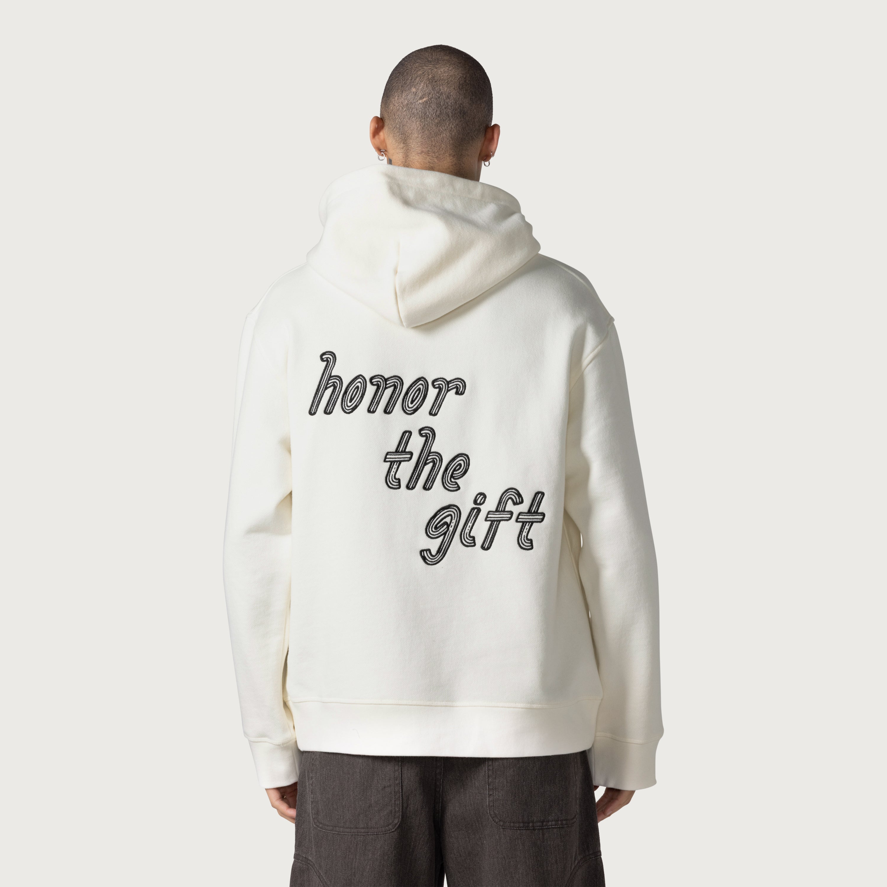 Cursive Honor Hoodie - Bone