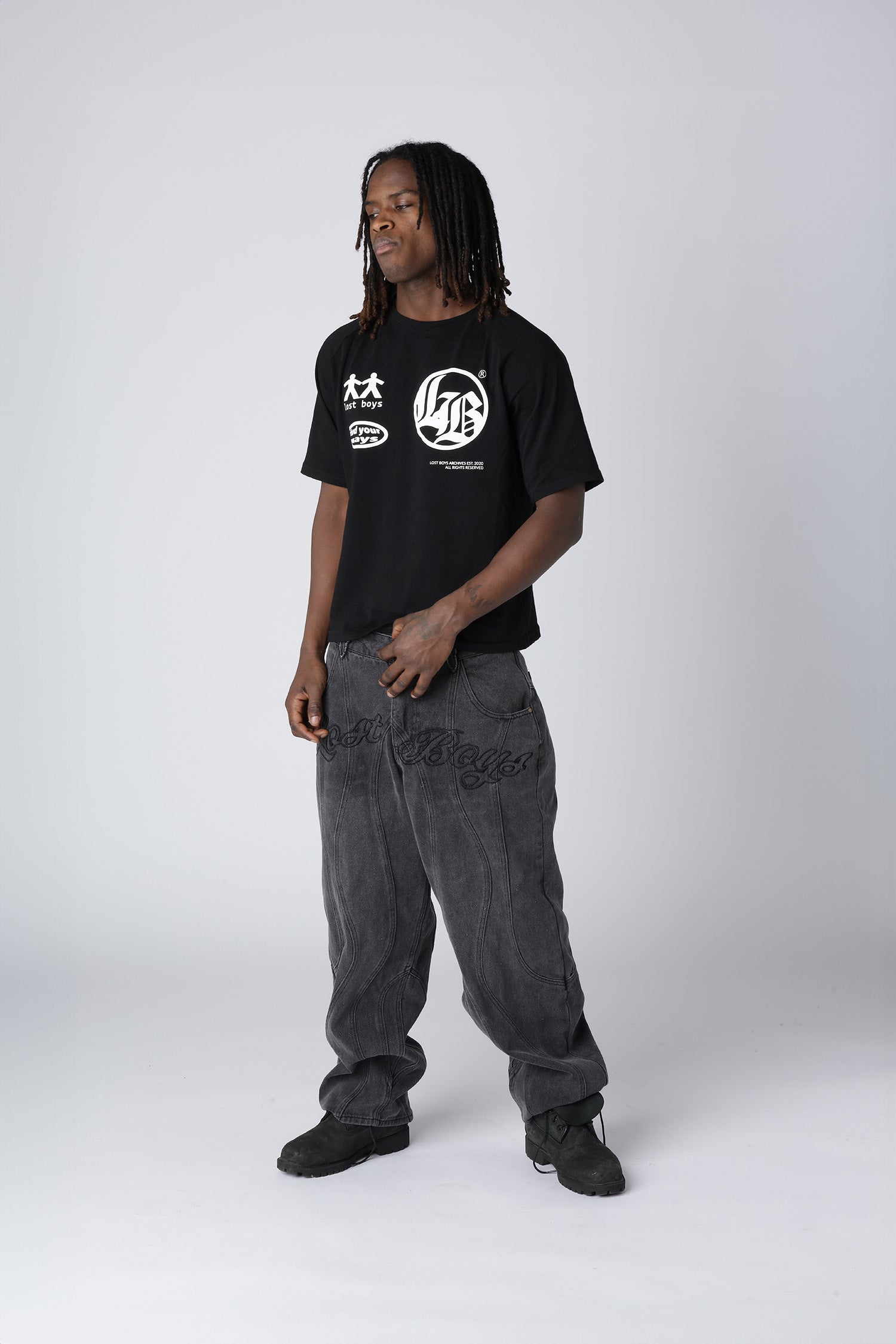 CURVY OUTERSEAM JEANS - Stonewashed Black