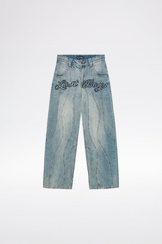 CURVY OUTERSEAM JEANS - Stonewashed Blue