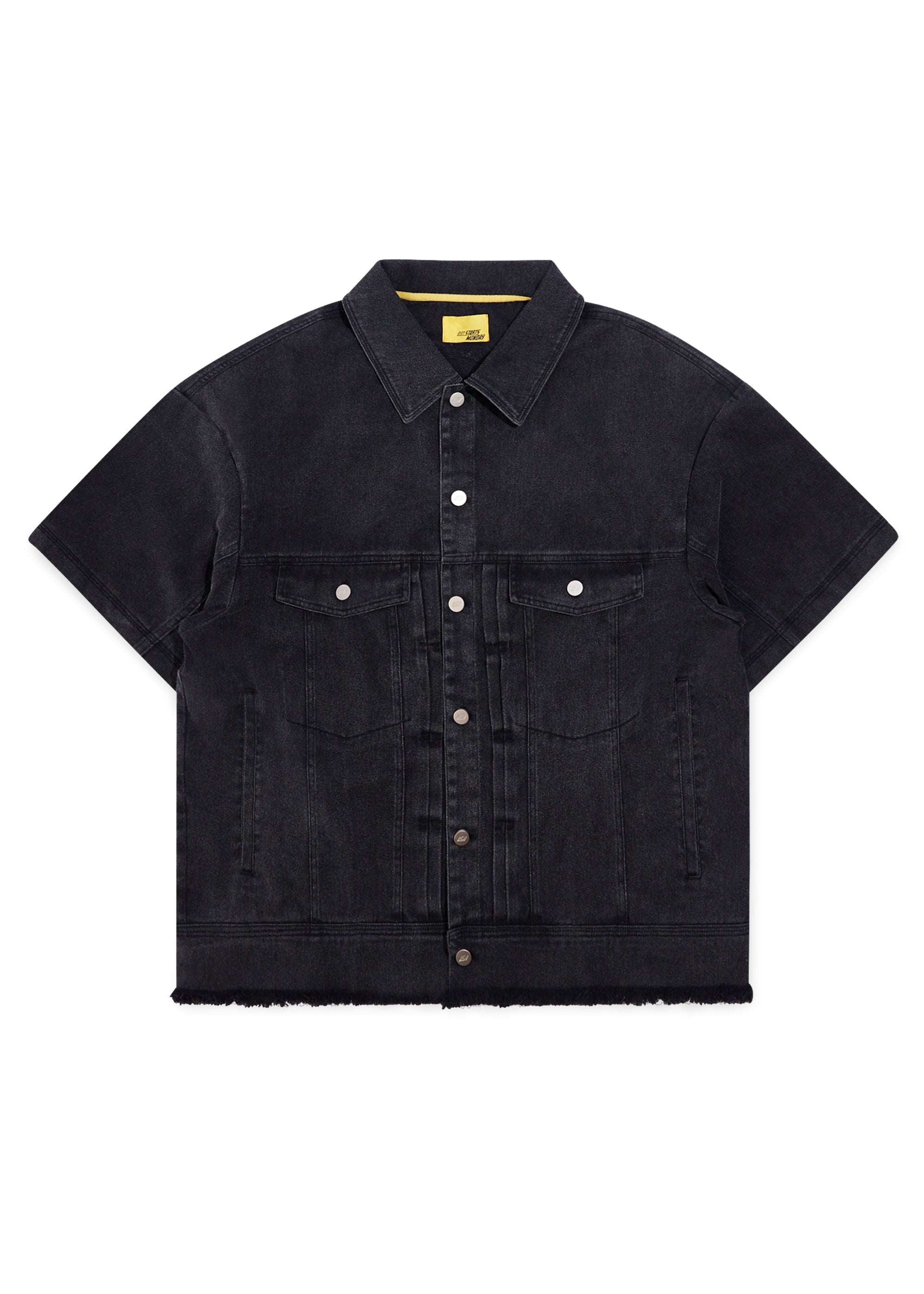 Canvas Short Sleeve Trucker Jacket - Black